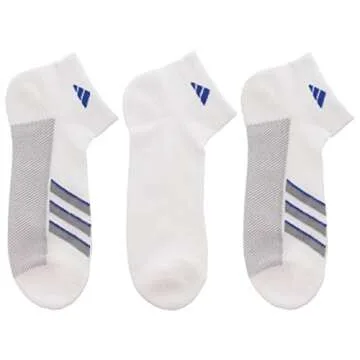 adidas Men's Superlite Stripe Low Cut Socks (3-Pair), White/Light Onix/Hi-Res Blue, Large
