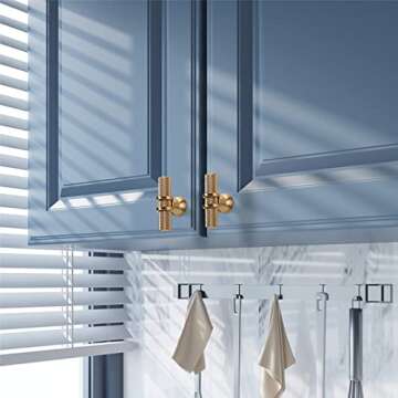 Asidrama 10 Pack Knurled Champagne Bronze Kitchen Cabinet Knobs Dresser Knobs Drawer Knobs Single Hole Cabinet T Bar Pull Handles for Kitchen Wardrobe Cupboard