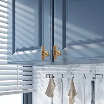 Asidrama 10 Pack Knurled Champagne Bronze Kitchen Cabinet Knobs Dresser Knobs Drawer Knobs Single Hole Cabinet T Bar Pull Handles for Kitchen Wardrobe Cupboard