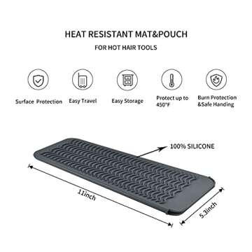 EIOKIT Silicone Heat Resistant Mat for Hair Iron - 11x5 inch