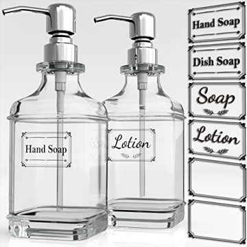 GLADPURE 2-Pack Antique Glass Soap Dispensers - Elegant & Rust-Proof
