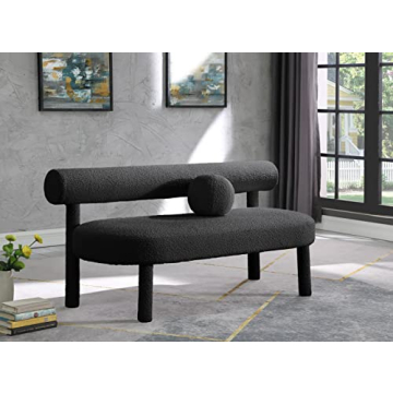 Meridian Black Boucle Bench - Stylish Modern Design