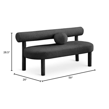 Meridian Black Boucle Bench - Stylish Modern Design