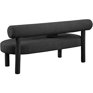 Meridian Black Boucle Bench - Stylish Modern Design