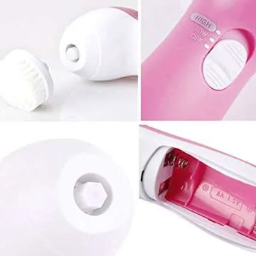 5 in 1 Electrical Facial Brush Cleaner Set Rolling Massager with Makeup Sponge Skin Polishing Stone