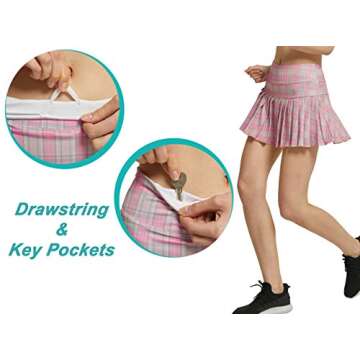 HonourSex Women Tennis Skirt Pleated Golf Skirts with Pockets Skort Workout Sports Hiking Athletic