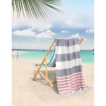 LANE LINEN Beach Towels 6 Pack - Sand Free, Fast Drying, Oversized Travel Towels 39x71