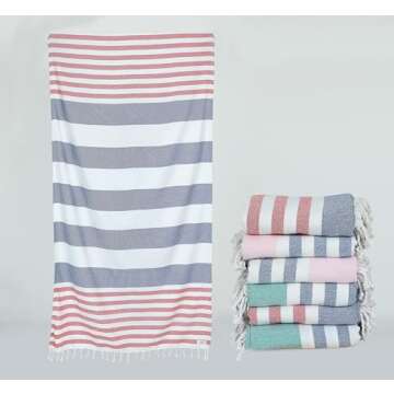 LANE LINEN Beach Towels: Sand Free & Oversized 6 Pack