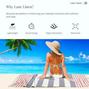 LANE LINEN Beach Towels: Sand Free & Oversized 6 Pack