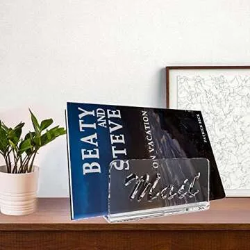 Mail Organizer Countertop, wishacc Bill Holder for Desk, Vertical Acrylic Letter Sorter Bin in Transparent Color