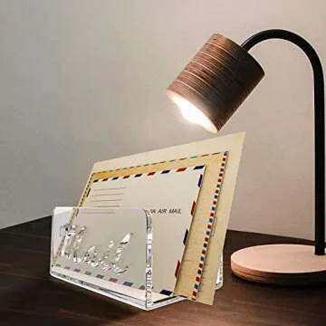 Mail Organizer Countertop, wishacc Bill Holder for Desk, Vertical Acrylic Letter Sorter Bin in Transparent Color