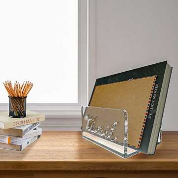 Mail Organizer Countertop, wishacc Bill Holder for Desk, Vertical Acrylic Letter Sorter Bin in Transparent Color