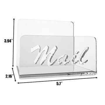 Mail Organizer Countertop, wishacc Bill Holder for Desk, Vertical Acrylic Letter Sorter Bin in Transparent Color