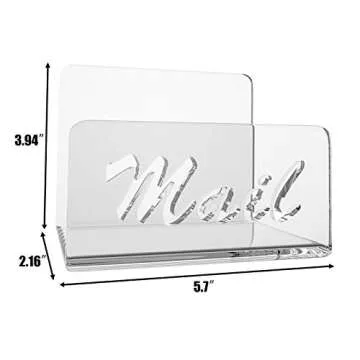 Mail Organizer Countertop, wishacc Bill Holder for Desk, Vertical Acrylic Letter Sorter Bin in Transparent Color