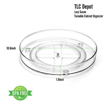 2PACK - 10" Clear Lazy Susan Organizer for Cabinet – Quality-Crafted, Durable Turntable Organizer, Bathroom & Cabinet Organizer for Pantry Organization and Storage – Kitchen Organization by TLC Depot