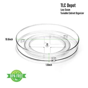 2PACK - 10" Clear Lazy Susan Organizer for Cabinet – Quality-Crafted, Durable Turntable Organizer, Bathroom & Cabinet Organizer for Pantry Organization and Storage – Kitchen Organization by TLC Depot