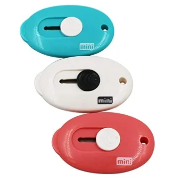 RJWKAZ Mini Utility Knives Box Cutter Retractable Letter Opener (Blue/Pink/White) 3PC