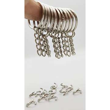 Key Ring with Chain and Open Jump Rings 1 inch, 50 Pack