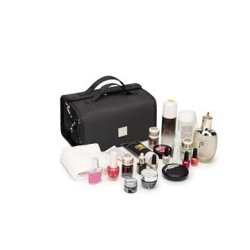 ROYALFAIR Roll Up Makeup Bag, Travel Toiletry Bag for Women with 4 Clear TSA Approved Pouches, Hanging Travel Organizer, Folding Cosmetic Bag for Men and Women (Black)