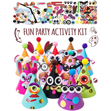 Glittery Garden 24 Pcs Party Hats Birthday Activity Kit with Stickers - Kids Fun Arts & Crafts. Make...