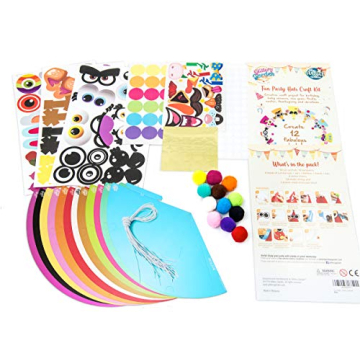 Glittery Garden 24 Pcs Party Hats Birthday Activity Kit with Stickers - Kids Fun Arts & Crafts. Make Your Own Animal & Monster Theme Party Favors & Game Supplies