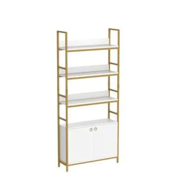 Tribesigns Gold Bookcase with Hidden Storage and Versatile Use