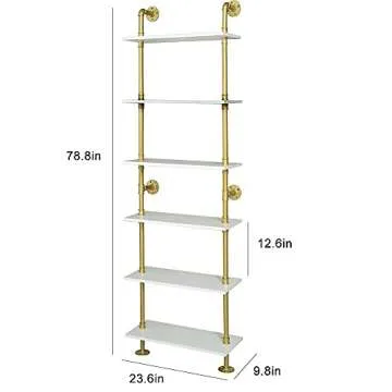 Stylish HEONITURE Industrial Gold Bookshelf for Home Decor