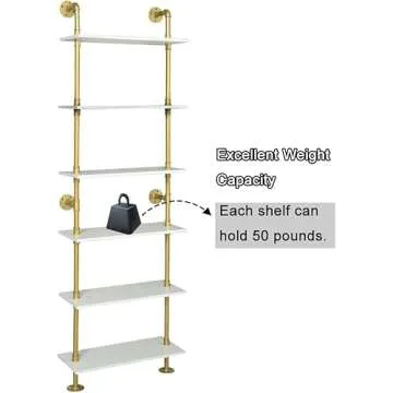 Stylish HEONITURE Industrial Gold Bookshelf for Home Decor