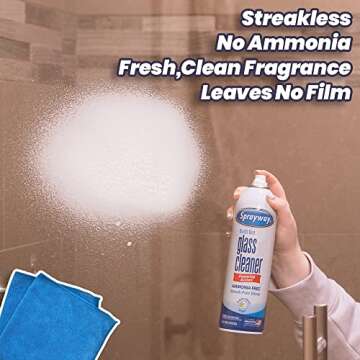 Sprayway, Glass Cleaner, window cleaner, spray foam with Bonus NikCatcher 16x16" 400 GSM Microfiber Cleaning Cloth Towel Rags (19 Oz Can.) (Color may vary)