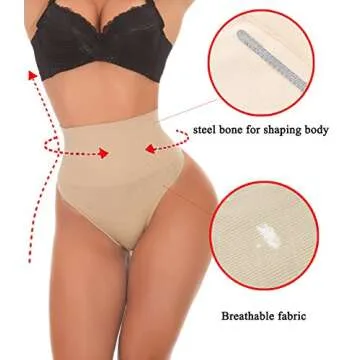 SEXYWG Women Waist Cincher Girdle Tummy Control Thong Panty Slimmer Body Shaper Beige
