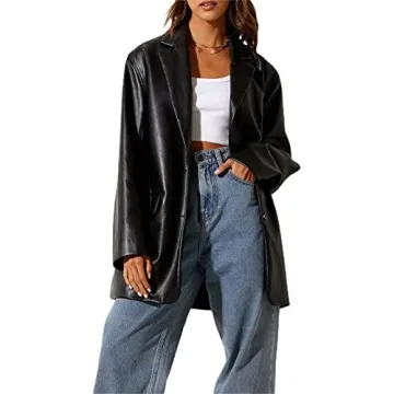 Stylish Women's Faux Leather Blazer Jacket for All Occasions
