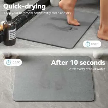 Realion Stone Bath Mat, Dries Quickly, Non-Slip Diatomaceous Earth Stone Bath Mats for Bathroom, Super Absorbent Stone Shower Mat, Easy to Clean, 23.5" x 15.5" Dark Gray