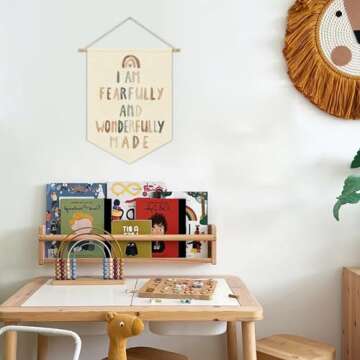 XYDEG Christian Nursery Wall Art Canvas Banner,Fearfully and Wonderfully Made,Bible Verses Wall Hang...