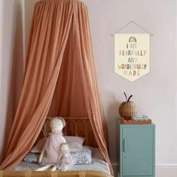 XYDEG Christian Nursery Wall Art Canvas Banner,Fearfully and Wonderfully Made,Bible Verses Wall Hanging Pennant Flag Canvas Banner for Kids Wall Art Playroom Classroom Baby Kids Bedroom 15x11in