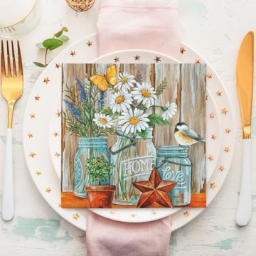 AnyDesign 80Pcs Daisy Flower Paper Napkin Rustic Farmhouse