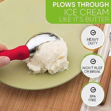 Spring Chef Ice Cream Scoop with Soft Grip Handle