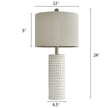 Stylish PORTRES Farmhouse Ceramic Table Lamp Set of 2