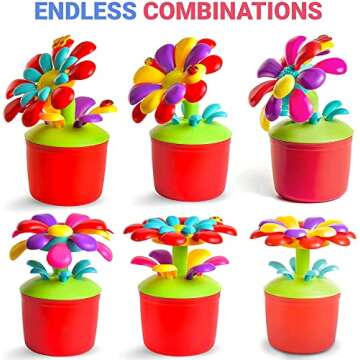 TOYPIX FlowerPop Flower Building Toy Set 40 Pc - Girl Toys Ages 3 4 5 6 | Flower Garden STEM Toys | Unique Gifts for Girls - Creative Toys for Girls | Flower Toy with Multiple Combinations