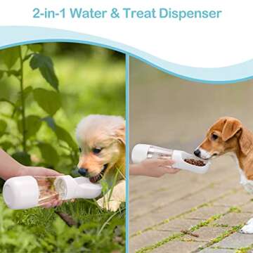 Avont Dog Water Bottle, 11OZ Portable Doggy Water Dispenser with Treat Food Container, Leak Proof Pe...