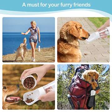 Avont Dog Water Bottle, 11OZ Portable Doggy Water Dispenser with Treat Food Container, Leak Proof Pet Drinking Hydration Bottles for Outdoor Walking Hiking Travel On The Go -White