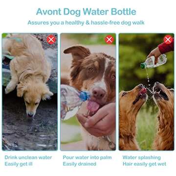 Avont Dog Water Bottle, 11OZ Portable Doggy Water Dispenser with Treat Food Container, Leak Proof Pet Drinking Hydration Bottles for Outdoor Walking Hiking Travel On The Go -White