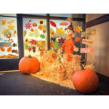 Funnlot Fall Decorations-Fall Window Clings, Thanksgiving Window Clings for Glass 324 PCS Fall Window Stickers Decorations Fall Decor for Home Office Classroom