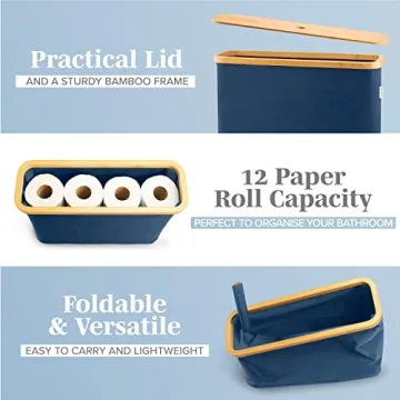 Lonbet Elegant Bamboo Toilet Paper Holder for Storage