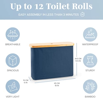 Lonbet Elegant Bamboo Toilet Paper Holder for Storage