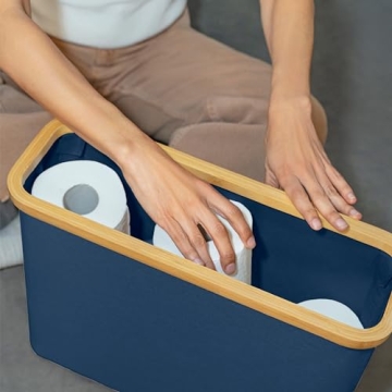 Lonbet Elegant Bamboo Toilet Paper Holder for Storage