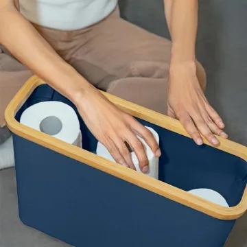 Lonbet Elegant Bamboo Toilet Paper Holder for Storage