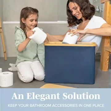 Lonbet Elegant Bamboo Toilet Paper Holder for Storage