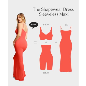 Popilush Shapewear Dress Built-in Bra Adjustable Straps Orange