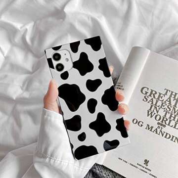 YonMeet Square Cow Print Phone Case for iPhone 11 Pro Max 6.5 inch Soft Slim Thin Luxury Shockproof Glossy Girls Women Back Cover Shell (Cow Print, iPhone 11 Pro Max)
