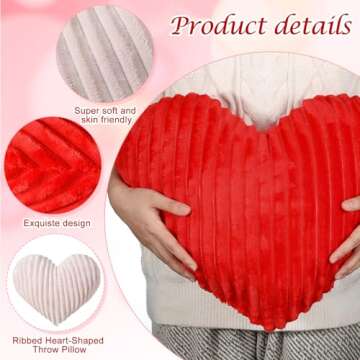 Threehoney Valentine's Day Heart Pillows - Plush Flannel Decor